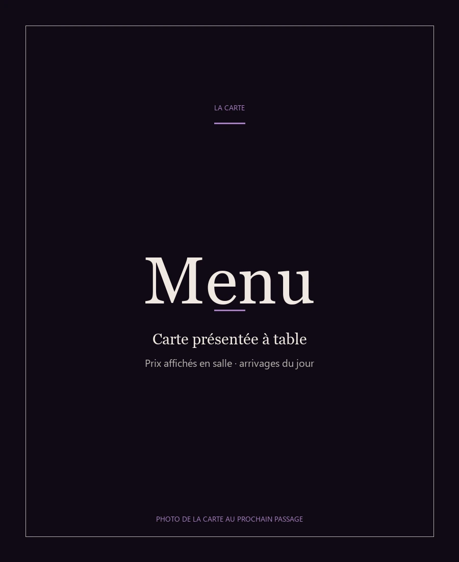 Carte Le Velvet, photo de la carte au prochain passage